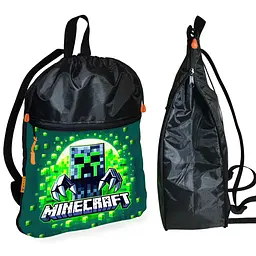 Рюкзак-мішок для взуття, спортивної форми Майнкрафт «Minecraft» дитяча сумка для змінки з розширювачем (01284)