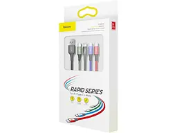 Кабель USB Type-C/Lightning/Micro USB BASEUS Rapid 4-in-1 USB-A to 2xUSB-C/Lightning/Micro-USB 1.2m Black (CA1T4-B01) - мініатюра 4