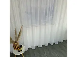 Турецький тюль креп з люрексом білий 300х270, тасьма ALBO pbe0052340 - мініатюра 5