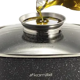 Набір посуду Kamille: 3 квадратні каструлі з кришками + 2 прихватки 4435 (KM-4435) - мініатюра 9