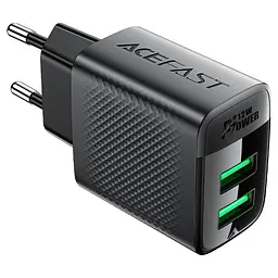 Мережевий зарядний пристрій ACEFAST A86 12W (USB-A+USB-A) dual port charger чорний - мініатюра 3