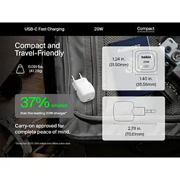 Зарядний пристрій BELKIN 20Вт USB-C PD PPS, білий (WCA009KQWH) - мініатюра 3