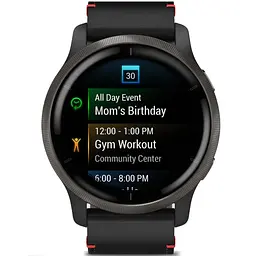 Смарт-годинник Garmin Venu 2 Slate with Black Leather Band (010-02430-21) - мініатюра 4