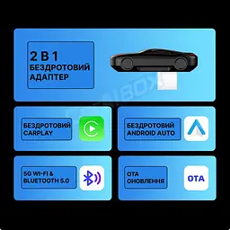 Бездротовий USB Адаптер CarAIBOX 2в1 для автомобіля з Apple CarPlay або Android Auto, WiFi 5G, Bluetooth 5.0 - мініатюра 3