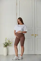 Велосипедки для вагітних із високим поясом на животик Parma Lullababe розмір XL Мокко - мініатюра 5
