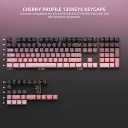 Набір кейкапів PBT Black-Pink Gradient Lines / 97 шт / OEM-профіль / Pink