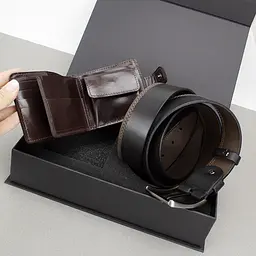 Подарунковий чоловічий набір Handycover 2502 (гаманець та ремінь) коричневий в коробці - мініатюра 5