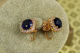Сережки кліпси Xuping Jewelry Принцеса з синім каменем 11 мм золотисті - мініатюра 2