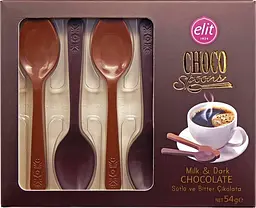 Шоколадні ложки Elit Choco Spoons з молочного та темного шоколаду 54 г