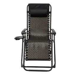 Розкладне крісло шезлонг LEOBRO Zero Gravity Premium Brown Rattan (LB-ZGC-G2-RB) - мініатюра 2