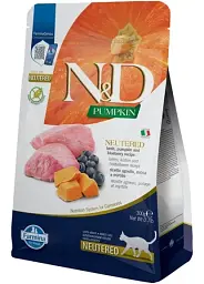 Сухий корм для котів Farmina N&D Grain Free Neutered Adult, ягня, гарбуз та чорниця, 300 г