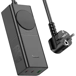 Мережевий подовжувач Hoco NS4 Sharp PD65W/2C1A desktop socket EU/GER Чорний