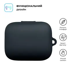 Силіконовий чохол для навушників OPPO Enco X3i, Hang Case, чорний, ультратонкий захисний кейс товщиною 2 мм, захист від подряпин, пилу та ударів, компактний, з карабіном для кріплення, ArmorStandart (ARM80042) - мініатюра 2
