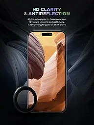 Захисне скло для камери Apple iPhone 16 Pro/16 Pro Max, Supreme BI, чорний колір, з рамкою, глянцеве скло для захисту лінз, протиударне, прозоре, з клейовим шаром по контуру, не впливає на якість фото, ArmorStandart (ARM79419) - мініатюра 4