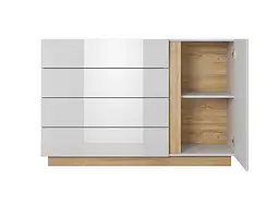 Комод Perfect Home Арко / Arco 1-дверний з 4 шухлядами 1D4S/138 Білий глянець/дуб грандсон (PFH-091044) - мініатюра 2