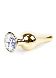 Анальна пробка - Jewellery Gold BUTT PLUG- Clear - мініатюра 3