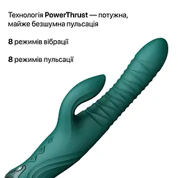 Смарт пульсатор-кролик з вібрацією Zalo Mose 2 Turquoise Green, підігрів до 42 °C, кристал Swarovski - мініатюра 6