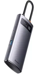 USB-Хаб Baseus Metal Gleam Series 4-in-1 (4xUSB3.0) gray (WKWG070013) - мініатюра 2