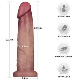 Фалоімітатор - Sliding Skin Pro II Dual Layer Silicone Dong 9" Flesh - мініатюра 3
