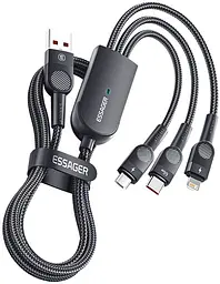 Кабель Essager зарядний 3 в 1 USB 66W Micro + Type C + Lightning 1.2 Black (6975253971800)
