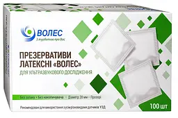 Презервативи для УЗД Волес без змазки 100 шт. / Насадка презерватив для ректовагінальних досліджень