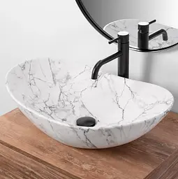 Умивальник Rea Royal накладний statuario marble matt REA-U8010, Мармур - мініатюра 3