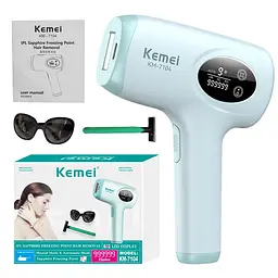 Фотоепілятор Kemei KM-7104 білий • IPL-епілятор для домашнього видалення волосся на обличчі, ногах, руках, тілі та зоні бікіні - мініатюра 2