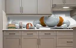 Вініловий кухонний фартух Глянцеві кулі Сфери наклейка для кухні ПВХ Абстракція Білий Happy Pocket Z181561 - мініатюра 5