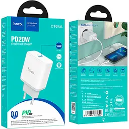 Мережевий зарядний пристрій Hoco C104A Stage PD20W White (6931474782892) [173047] - мініатюра 5