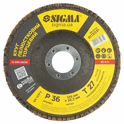 Круг зачистний Sigma пелюстковий торцевий Т27 (прямий) 125мм P36 (9172031) - мініатюра 2