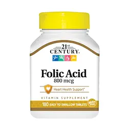 Вітаміни та мінерали Folic Acid 800 mcg, 180 таблеток 21st Century fit0018054