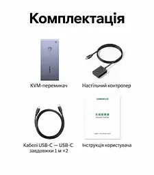 KVM-перемикач UGREEN CM730 2 входи USB-C для ПК 1 вихід HDMI 4K 60 Гц спільні клавіатура й миша 3 USB-A та 1 USB-C (25959) - мініатюра 5