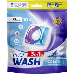 Капсули для прання Pro Wash Color Гірська свіжість 10 шт. (4823128002277) - мініатюра 1
