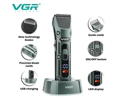 Професійний бездротовий тример для волосся VGR V-696 машинка для стрижки акумуляторний тример для бороди та окантовки - мініатюра 3