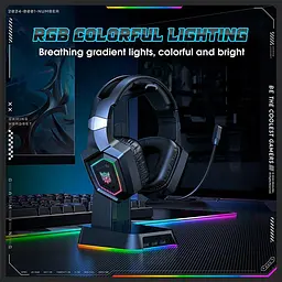 Навушники бездротові Onikuma ігрова гарнітура GT806 з підсвіткою RGB чорна - мініатюра 5