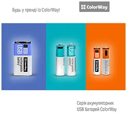 Акумулятор Крона USB-С 390 mAh 9V (Li-Polymer) ColorWay (CW-UB9V-06) - мініатюра 10