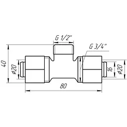 Трійник із зовнішньою різьбою APE 733 L 20x1/2″x20 000000892 - мініатюра 3