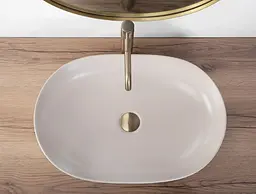 Умивальник Rea Cleo 61 beige matt бежевий накладний REA-U9655 - мініатюра 3
