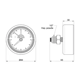 Термоманометр SD Plus 80 мм 1/2", заднє підмикання SD1736B - мініатюра 2