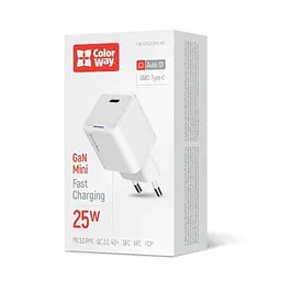 Мережевий зарядний пристрій White 25 Вт GaN ColorWay teh0028605 - мініатюра 7