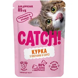 Набір вологих кормів Catch! з куркою та овочами в соусі для дорослих котів 85 г 10+2 шт. - мініатюра 2