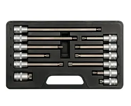Набір торцевих голівок Yato 1/2" з насадками Spline в кейсі, 12 шт