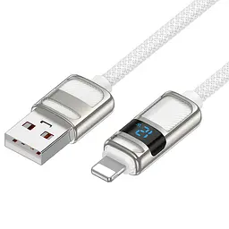 Кабель Hoco U137 Line charging data cable with display iP White