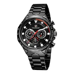 Чоловічий наручний годинник 6911 All Black Steel Forsining acs0031388 - мініатюра 2