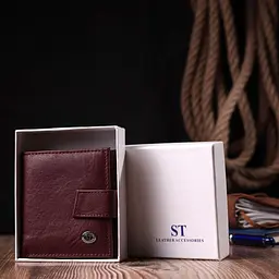 Компактний жіночий гаманець із натуральної шкіри ST Leather 22674 бордовий - мініатюра 9