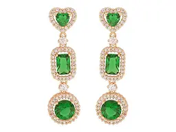 Сережки Xuping пусети M&L 18K "Зелені кришталеві підвіски" 303721