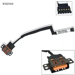 Роз'єм гніздо живлення для Lenovo Yoga 900-13ISK 900-13ISK2 80MK, DC30100PN00 (PJ974, Square Orange+pin з дротом/кабелем)