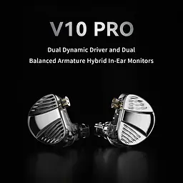 Навушники TRN V10 PRO 2DD+2BA з покращеною конструкцією змінного кабелю (сріблясті, без мікрофона) - мініатюра 7