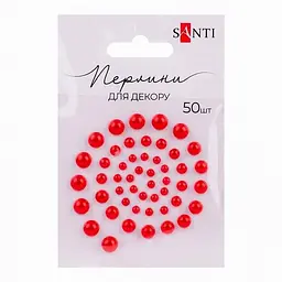 Набір перлин самоклейних Santi 50 шт червоний 952640 - мініатюра 1