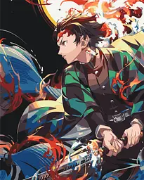 Картина за номерами Клинок, який знищує демонів Танджиро Камадо Demon Slayer Tanjiro Kamado 40х50 см PN DS TK